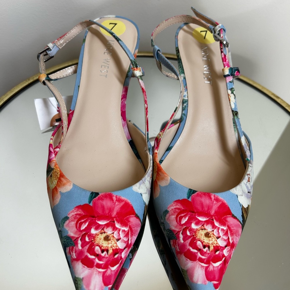 Nine West Floral Heels - Blue and Pink